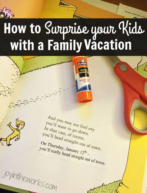 Looking for a fun way to surprise your kids with a family vacation for Christmas or another special occasion? Check out how we used Dr Seuss' book,"Oh the Places You'll Go" to surprise my son with a trip to LA for his 13th birthday. Surprise Vacation Reveal Ideas, Surprise Vacation Reveal, Classroom Thanksgiving, Food Favors, Surprise Trip Reveal, Dr. Seuss Book, Trip To La, Surprise Vacation, Disney Surprise