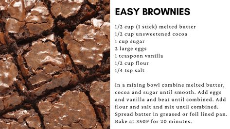 Simple brownie recipe with easy clean up. Easy Brownies From Scratch, Brownie Recipe From Scratch, Simple Brownie Recipe, Easy Brownies Recipe, Quick Brownie Recipe, Homemade Brownie Recipe, Chewy Brownies Recipe, Easy Brownies, Homemade Brownies Easy