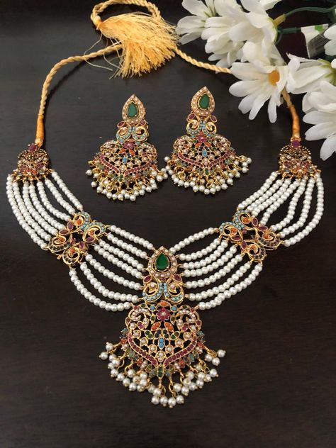 Buy Hyderabadi Jewelry, Gold Plated Jewelry, Pakistani Jewelry, Indian Jewelry, Naratan Jewelry,jadhao Set , Jarao Necklace Set, Hyderabadi Set, Online in India - Etsy Hyderabadi Gold Jewelry, Hyderabadi Jadavi Set, Pakistani Gold Necklace Designs, Pakistani Gold Jewellery Design Necklace Set, Etsy Indian Jewelry, Rampuri Jewellery Set, Pakistani Jewellery Design, Hyderabadi Jewelry Choker, Heavy Jewellery Designs