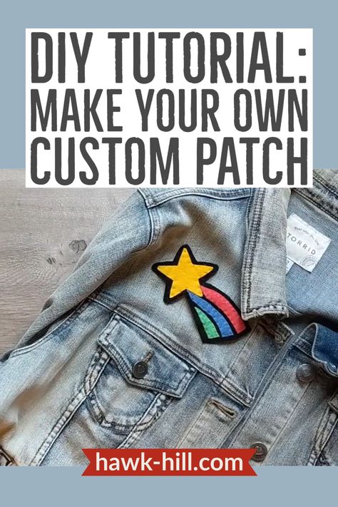 Denim Patches Diy, Make Your Own Patch, How To Make Patches, Diy Patches Embroidery, Custom Iron On Patches, Patches Jacket Diy, Embroidered Patch Diy, Custom Patch, Felt Patch