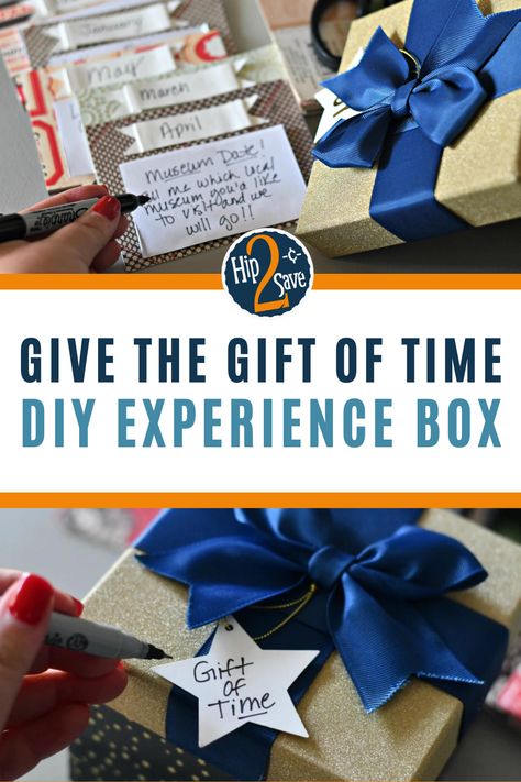 Time is the most valuable gift you can give. Make your own DIY Christmas gift with an experience box. This handmade gift includes 12 fun ideas and monthly activities for the entire year. Make memories with this unique gift idea. Monthly Family Activities, The Gift Of Time, Time Well Spent, Monthly Activities, Christmas Experiences, Get Gift Cards, Christmas Planning, Christmas Planner, Month Gifts