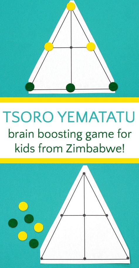 Good game for kids as a boredom buster. Tsoro Yematatu is a 3-in-a-row game from Zimbabwe. This abstract strategy game makes a great alternative to the classic tic tac toe game. Games For One Person, Family Games Indoor, Thinking Games, Printable Board Games, Maths Games, Tic Tac Toe Game, Board Games For Kids, Fun Board Games, Fun Games For Kids