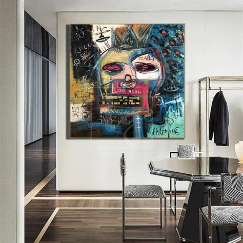 Modern Street Art Original Graffiti Art Unique Abstract Wall Paintings Neo Expressionism Painting | POWER Abstract Street Art, Painting Skull, Abstract Wall Painting, Acrylic Wall Decor, Neo Expressionism, Colorful Oil Painting, Skull Painting, Stretched Painting, Skull Artwork