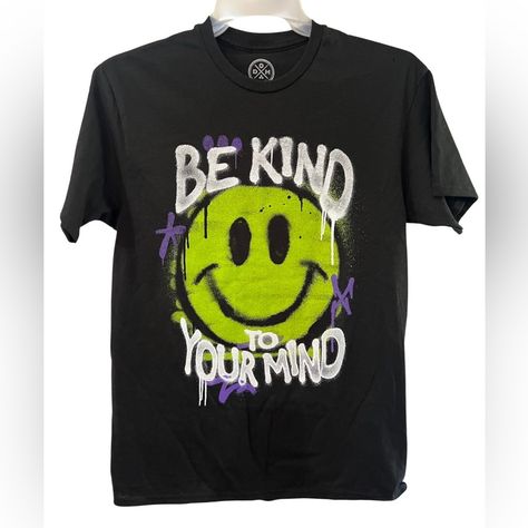 Smiley Face Graphic, Lululemon Shirt, Adidas Tshirt, Band Tee Shirts, Be Kind To Your Mind, Friends Tee, Face Graphic, Cap Sleeve Tee, Distressed Shirt