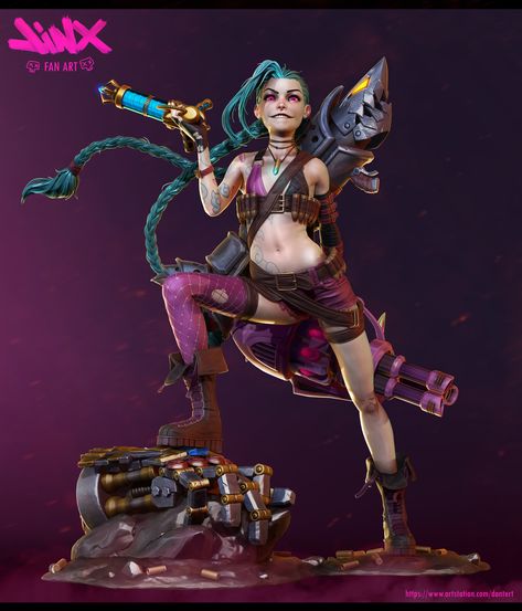 Jinx Cosplay, Character Statue, Jinx League Of Legends, Girl Drawings, Lol League Of Legends, Character Poses, 3d Characters, Street Fighter, Zbrush