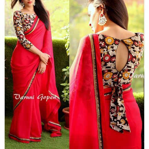 saree-blouse-designs-30 New Saree Blouse Designs 2018 You Must Try Kalamkari Blouse Designs, Latest Saree Blouse, Kalamkari Blouse, Blouse Designs Catalogue, New Saree Blouse Designs, Saree Blouse Neck Designs, Blouse Back Neck Designs, Machine Work, New Blouse Designs