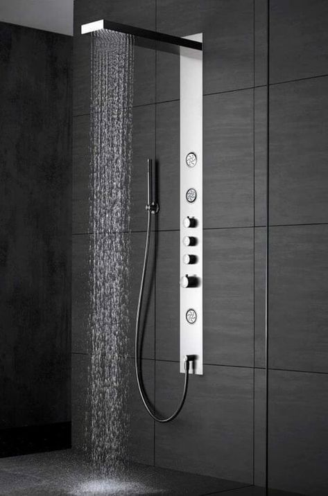 Modern Shower Design, Bathroom Shower Panels, Bilik Air, Luxury Bathroom Master Baths, Bathroom Shower Design, Shower Columns, Bad Inspiration, Body Shower, Hus Inspiration