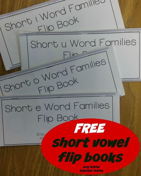 FREE Short Vowel Word Families Flip Books Vowels Kindergarten, Word Family Books, Short Vowel Activities, Short I Words, Short E Words, Vowel Activities, Cvc Word Families, Short Vowel Words, O Words