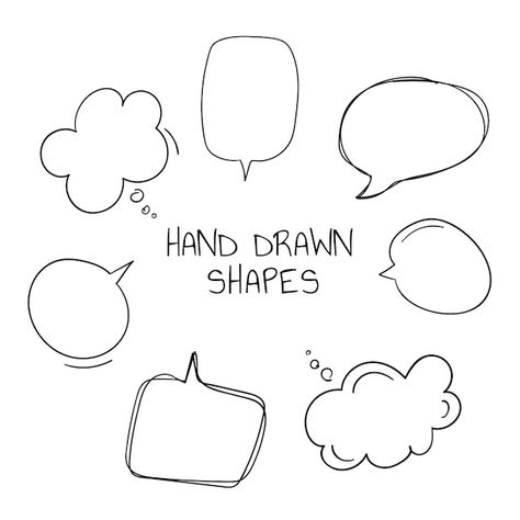 Hand drawn speech bubble collection | Free Vector #Freepik #freevector #hand-drawn-speech-bubble #talking-cloud #dream-bubble #doodle-shapes Cloud Notes, Dialogue Balloon, Dialogue Bubble, Talk Bubble, Bubble Drawing, Speech Balloon, Balloon Words, Note Doodles, Doodle Frame