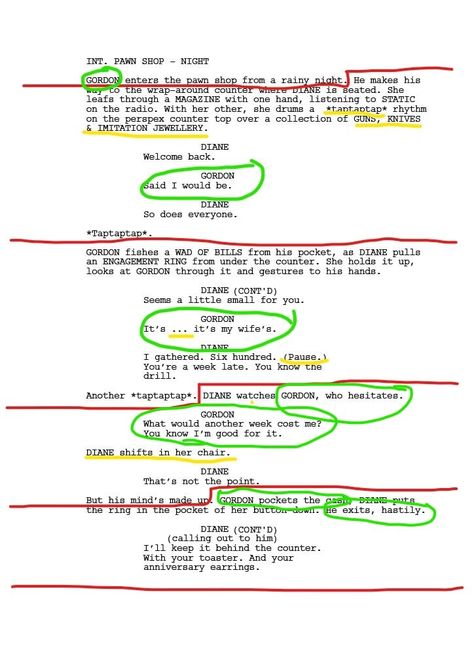 Script Analysis: How to Get the Most Out of a Scene | Script Breakdown Script Analysis, Acting Scripts, Movie Scripts, Word Choice, Script Writing, Punctuation Marks, Rainy Night, A Script, New Thought