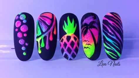 Acrylic Nail Ideas, Neon Nail Art, Neon Nail Designs, Unghie Sfumate, Crazy Nail Art, Pretty Nail Art Designs, Crazy Nails, Short Acrylic, Vacation Nails