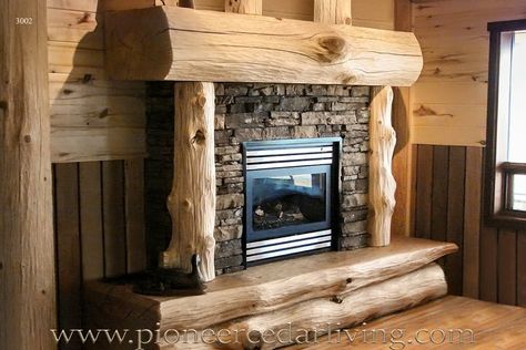 Cottage Fireplaces, Cedar Mantle, Mantle Surround, Cedar Projects, Beach Fireplace, Faux Fireplaces, Rustic Farmhouse Fireplace, River Rock Fireplaces, Christmas Fireplace Mantels