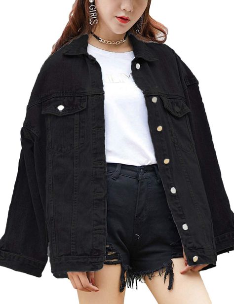 Chic Denim Outfits, Long Denim Jacket, Biker Coat, Distressed Jean Jacket, Boyfriend Style, Cool Jackets, Denim Cotton, Denim Jackets, Denim Outfit