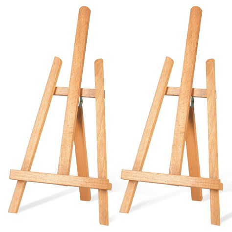 PRICES MAY VARY. Size & Package – 16 inch high by 7.5 inch wide table top easel, and the horizontal cross member is about 0.79 inch deep. Each wooden easel is separately packed with bubble pouches bags to better avoid damage during transportation. Prime Beechwood Easel–The tabletop easel is made of beech imported from Germany. It is sturdier and more durable than pine easel. The surface wood grain is clear, uniform, and smooth without burr. No Assembly & Lightweight – The canvas stand does not n Canvas Stand, Table Top Easel, Canvas Table, Displaying Photos, Small Easel, Table Easel, Tabletop Easel, Wood Easel, Easel Stand