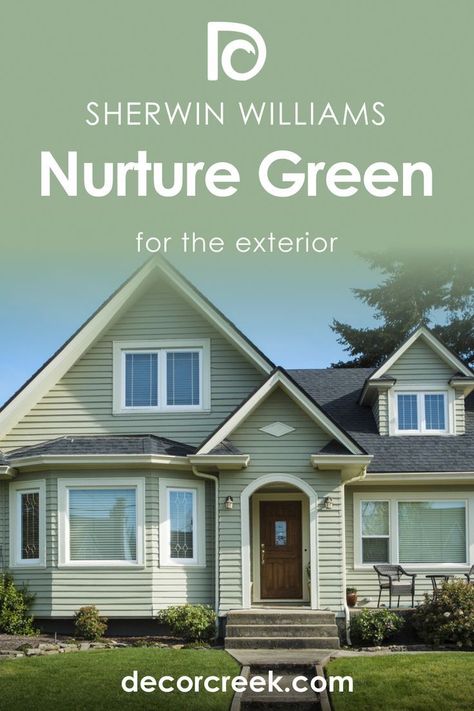 Light Green Exterior House Colors, Cold Lighting, Light Green House, Green Exterior Paints, Green Exterior House Colors, Green House Exterior, Green Exterior, Exterior Paint Color, Exterior Paint Colors For House