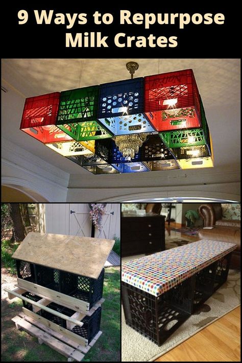 9 Ways to Repurpose Milk Crates: Transform these humble crates into stylish storage solutions for every room in your home! Milk Crate Toy Storage, Milk Crate Furniture Outdoor, Organizing With Milk Crates, Diy With Milk Crates, Milk Crate Shelves Diy, Things To Do With Milk Crates, Old Milk Crate Ideas, Milk Crates Diy Projects, Uses For Milk Crates