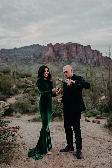 Moody Engagment Shoot, Green Velvet Dress Engagement Photos, Engagement Pics Black Dress, Emerald Dress Engagement Pictures, Velvet Dress Engagement Pictures, Jewel Tone Engagement Pictures, Emerald Green Dress Engagement Photos, Emerald Engagement Photos, Moody Forest Engagement Shoot