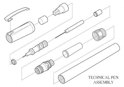 Exploded diagram of mechanical pencil Exploded View Product, Exploded View Sketch, Exploded View Drawing, Exploded Drawing, Math Logo, Simple Mechanics, Mechanical Pen, Perspective Sketch, Eye Expressions