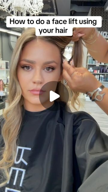 Face Lift With Hair, Hair For Court Hearing, Pull Hair Back From Face, Facelift Hairstyles, Hair Pulled Back From Face, Hair Sectioning, Mini Face Lift, Forehead Hair, Chloe Sims