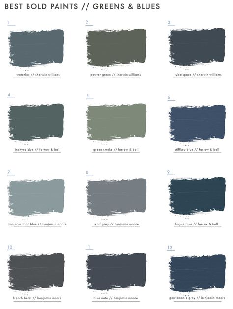 12 Bold Blue and Green Paint Colors We've Tested (& Approved) So You Don't Have To - Emily Henderson #paintcolors #interiordesign #designinspo Blue Green Paint Colors, Blue Green Paint, Franklin House, Green Grey Paint, Inchyra Blue, Stiffkey Blue, Blue Green Paints, Hague Blue, Blue Gray Paint