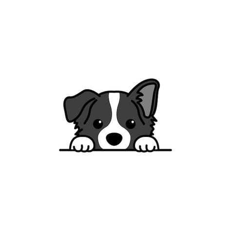 Simple Dog Art, Simple Dog Illustration, Puppy Drawing Easy, Dog Doodles, Cartoon Dog Drawing, Cute Border Collie, Dog Drawing Simple, Doodles Bonitos, Cute Dog Cartoon