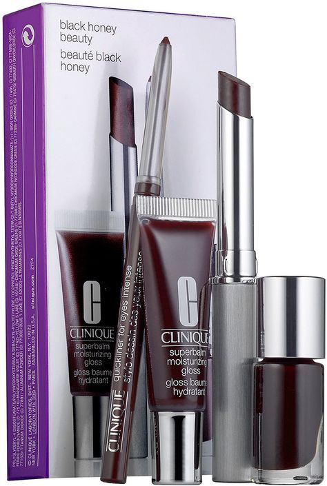 CLINIQUE Black Honey Beauty Set Clinique Black Honey, Honey Beauty, Smink Inspiration, Black Honey, Dope Makeup, Fancy Makeup, Lip Glosses, Pink Makeup, Makeup Items