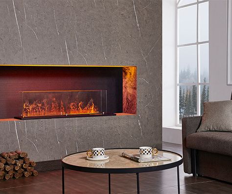 Steam Fireplace, Fireplace Decor Modern, Vapor Fireplace, Water Vapor, Basement Bar, Modern Fireplace, Fireplace Decor, New Builds, Modern Decor