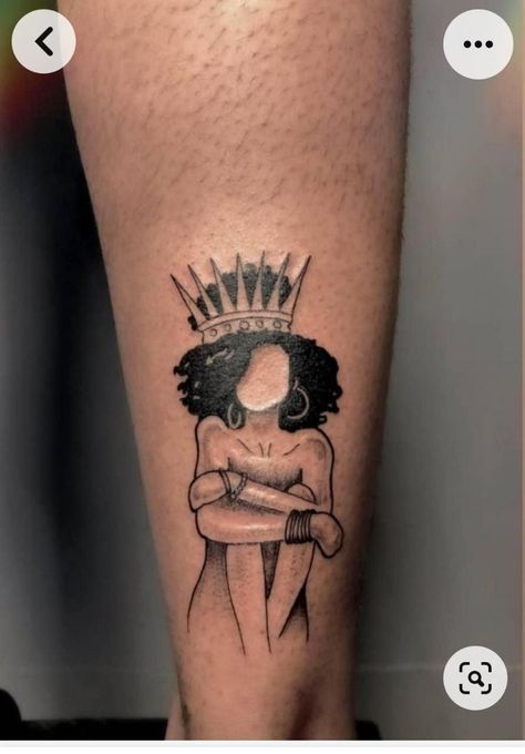 Black Lady Tattoo Ideas, Black Self Love Tattoo, Powerful Mother Tattoos, Black Woman With Afro Tattoo, Order My Steps Tattoo, Goddess Tattoo Black Woman, Black Afro Tattoo Ideas, African Women Tattoo Ideas, Black Woman Art Tattoo