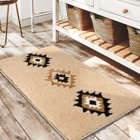 PRICES MAY VARY. High-quality Boho Bathroom Rugs: The boho bath rug is made of Plush Microfiber with great texture, which is soft, solid and durable. The warm and soft thick microfiber runner rug can effectively soothe your feet. Classic Neutral Rug: The classic mid century modern geometry pattern gives this non-slip boho bath mat a minimalist feel that will beautifully decorate the space of your home, add natural vibrancy to your room. Widely Used Bathroom Rug: This bohemian rug can be placed i Boho Bathroom Rugs, Boho Bathroom Rug, Long Bath Mat, Entryway Farmhouse, Boho Bath Mat, Bathroom Runner Rug, Geometric Carpet, Geometry Pattern, Boho Bathroom