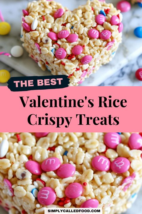 Whip up a batch of Valentine's Rice Crispy Treats with this easy and simple recipe. Ideal for a quick dessert, these treats are perfect for kids and adults alike. Combining the sweetness of marshmallows with crispy rice, these treats are a fast way to add a festive touch to your Valentine's Day. They're delicious, and they make a fun activity. For a recipe for these delightful sweets and other Valentine's desserts, visit simplycalledfood.com for the full Valentine's Rice Crispy Treats recipe. Valentine’s Day Rice Crispy Treats, Valentines Rice Crispy Treats, Valentine's Desserts, Crispy Treats Recipe, Rice Crispy Treats Recipe, Quick Dessert, Best Christmas Recipes, Crispy Rice, Reception Food