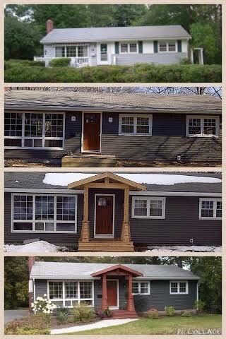 Ranch updo Ranch Remodel, Porch Addition, Ranch Exterior, Bungalow Exterior, Brick Ranch, Home Exterior Makeover, Exterior Renovation, Exterior Makeover, Casa Container