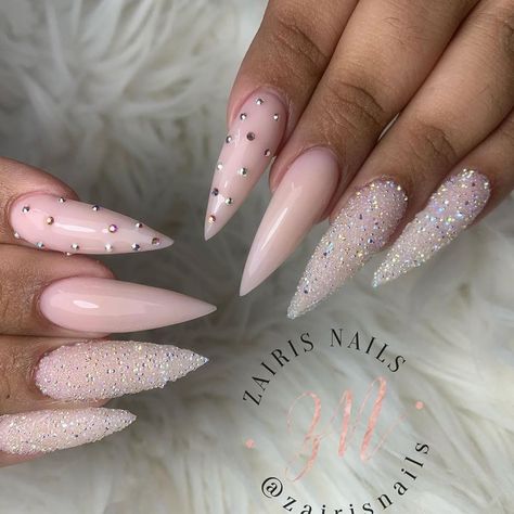 Nails With Crystals Swarovski, Pixie Nails Crystal, Pixie Nails Design, Pixie Crystal Nail Designs, Swarovski Nails Designs, Pixie Crystal Nails, Pixie Nails, Crystal Nail Art, Beige Nails