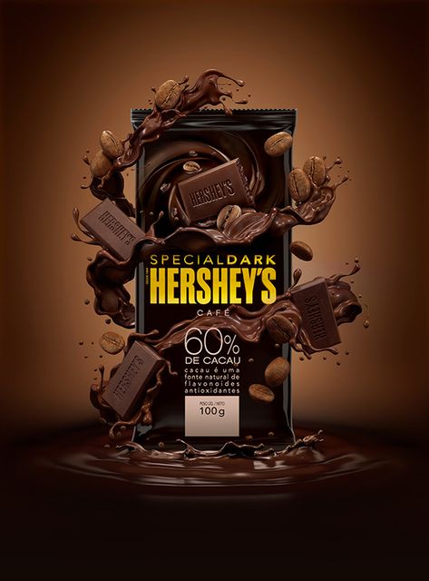 Visual Advertising, Ice Cream Poster, Car Advertising Design, Hershey's Chocolate, Food Advertising, Chocolate Design, Photoshop Tutorial Design, Graphic Design Ads, Food Graphic Design