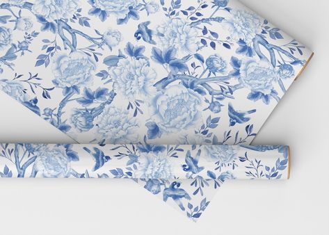 Elevate your gift-giving game with our premium blue & white chinoiserie wrapping paper. This elegant design is reminiscent of both Chinese porcelain and French toile, adding a touch of sophistication to any gift. Ideal for birthdays, weddings, anniversaries, and more, our high-quality wrapping paper will make your gift stand out and leave a lasting impression on the recipient. Crafted with care, our premium wrapping paper is easy to work with and offers a stunning finish that exudes luxury and e White Wrapping Paper, Paper Blue, Blue Chinoiserie, Blue And White Chinoiserie, Wedding Gift Wrapping, Holiday Wrap, Blue Porcelain, Latest Wallpapers, Wallpaper Trends