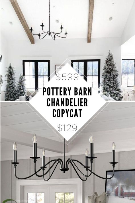 Light Ideas Kitchen, Lucca Chandelier, Kitchen Light Ideas, Farmhouse Chandelier Dining Rooms, Black Chandelier Dining Room, Pottery Barn Chandelier, Dinning Room Light Fixture, Kitchens Lighting, Farmhouse Reno