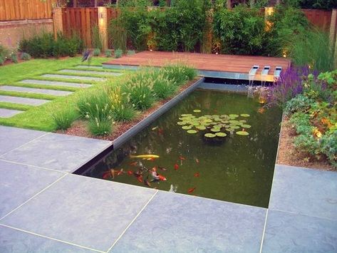 Top 50 Best Backyard Pond Ideas - Outdoor Water Feature Designs Modern Pond, Moderne Have, Kolam Koi, Garden Pond Design, Outdoor Water Feature, Small Pond, Modern Garden Design, Pond Design, Water Features In The Garden