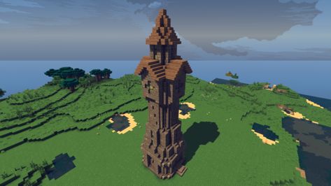 Elemental Wizard Tower Minecraft Project How To Build Tower Roof Minecraft, Wizard Tower Minecraft Easy, Minecraft Tower Roof Design, Tower Roof Minecraft, Minecraft Tower Roof, Minecraft Towers, Elemental Wizard, Minecraft Wizard Tower, Minecraft Wizard