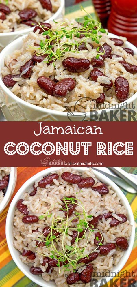 Jamaican Coconut Rice, Jamaican Rice, Vegan Main Course, Coconut Rice Recipe, Jamaican Dishes, Rice Side Dishes, Rice And Beans, Rice Dish, Island Food