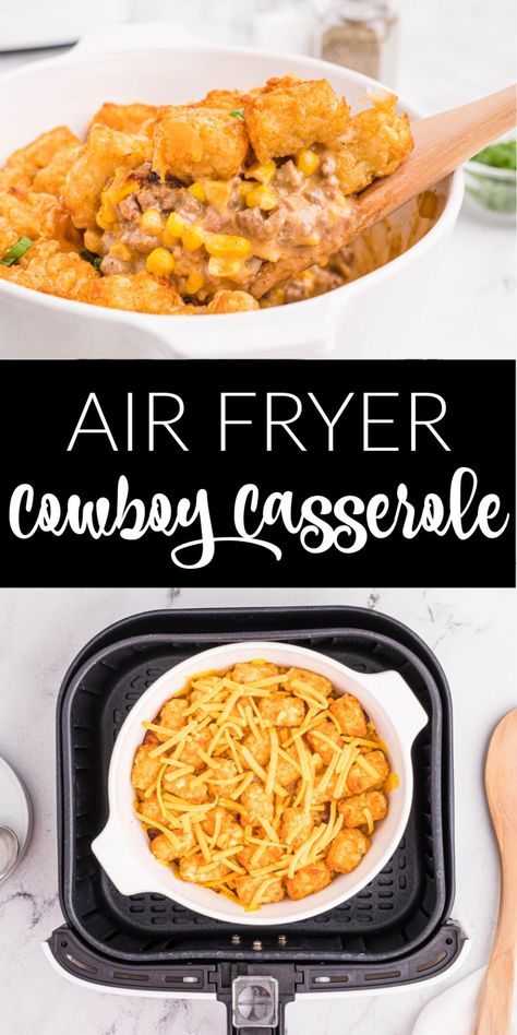 Tater Tot Casserole In Air Fryer, Air Fryer Tater Tot Casserole, Air Fryer Stew Meat, Air Fryer Ground Beef Recipes For Dinner, Air Fryer Meals With Ground Beef, Airfryer Ground Beef Recipes, Air Fryer Casserole, Easy Meals For Dinner Air Fryer, Air Fryer Casserole Recipes