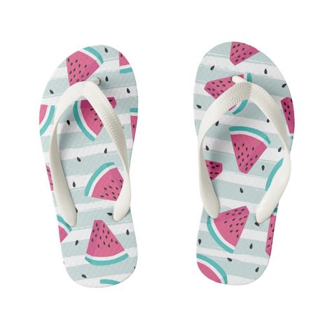 Watermelon slices pattern kid's summer flip flops. Watermelon Shoes, Kids Flip Flops, Watermelon Slices, Summer Flip Flops, Summer Kids, Watermelon, Flip Flops, Sandals, Sneakers