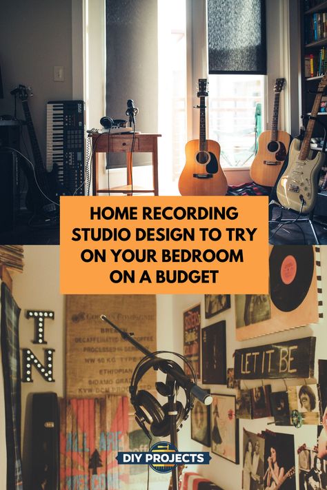 Assuming you have all the musical instruments and recording materials you need, it’s time to have a home recording studio design that can fit your needs and can be easy on the pocket for your bedroom! 🎸🎧💻 Click the pin to check out the full #DIYProjects guide! Music Studio Home Ideas, Home Music Recording Studio, Tiny Music Room, Music Studio Room Small, Bedroom Music Studio Ideas, Bedroom Studio Music, Small Recording Studio Design, Home Recording Studio Design, Music Room Aesthetic