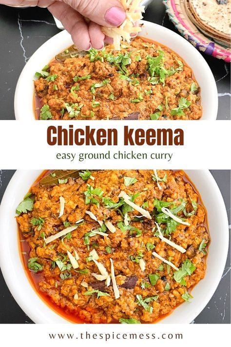 This easy Chicken Keema Curry recipe is the perfect quick and tasty weeknight meal. Spicy ground chicken with aromatic spices and minimal effort—dinner is served! Curry Ground Chicken, Ground Chicken Curry Recipes, Chicken Keema Recipe Indian, Ground Chicken Curry, Chicken Keema Recipe, Keema Curry Recipe, Keema Curry, Chicken Keema, Keema Recipes