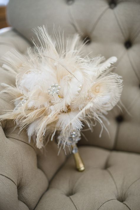 Gatsby Wedding. Michael Will Photography.  1920s.  Great Gatsby.  Pittsburgh.  Vintage.  Tux.  Vintage Car.  Model A. Leafhopper Designs November Wedding Flowers, 1920 Wedding, Pretty Wedding Bouquet, Roaring 20s Wedding, Unique Wedding Bouquet, 20s Wedding, Feather Bouquet, Gatsby Wedding Theme, Great Gatsby Theme