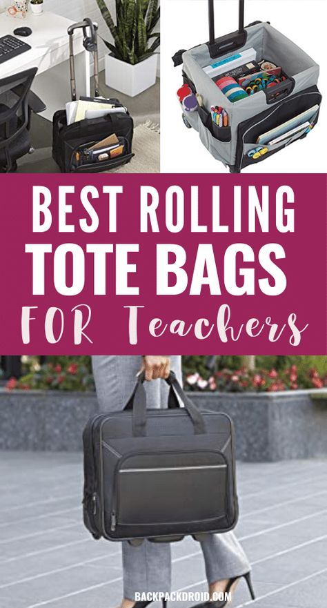 Rolling Bags For Teachers, Teacher Rolling Cart, Rolling Backpacks For School, Teaching Bag, Rolling Laptop Bag, Rolling Tote Bag, Best Work Bag, Totes Ideas, School Storage