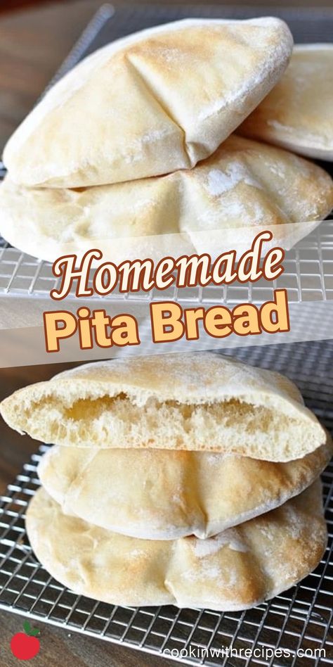 Homemade Pita Bread Recipe Lebanese Pita Bread Recipe, Middle Eastern Bread, Arabic Bread, Homemade Pita, Homemade Pita Bread, Pita Bread Recipe, Homemade English Muffins, Pita Pockets, Baking Stone