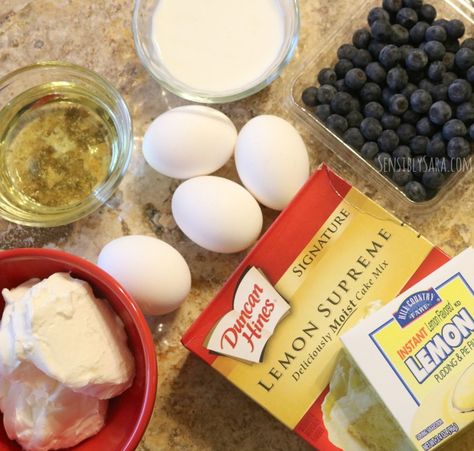 Ingredients for a Lemon Blueberry Cake | SensiblySara.com Easy Lemon Blueberry Bundt Cake, Cake Mix Lemon Blueberry Bundt Cake, Cake Mix Lemon Blueberry Cake, Lemon Blueberry Bundt Cake Recipes From Mix Boxes, Lemon Blueberry Pound Cake From Cake Mix Boxes, Lemon Blueberry Box Cake, Lemon Blueberry Cake With Box Cake, Blueberry Bundt Cake With Box Cake, Lemon Cake Mix Recipes Blueberry