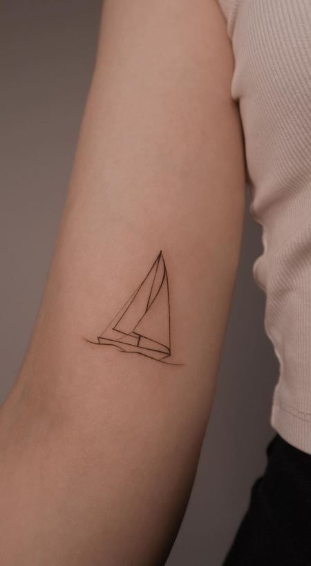 This article contains 60 fully original, distinctive, and eye-catching ship tattoo ideas. Bonus: all meanings explained. Ship Tattoo Ideas, Simple Tattoos With Meaning, Simple Tattoo With Meaning, Sailing Tattoo, Beautiful Tattoo Designs, Sailboat Tattoo, Boat Tattoo, Raven Tattoo, Original Tattoos