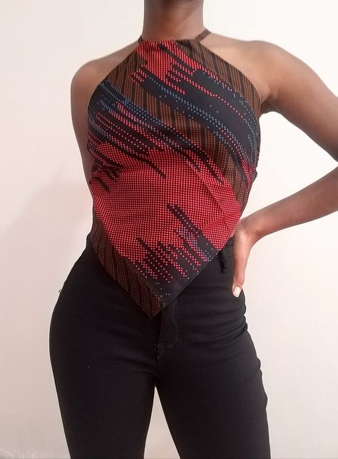 Handkerchief Top, Ankara Fashion, Top Diy, Halter Neck Top, Sewing Skills, Ankara Styles, African Clothing, Diy Fashion, Halter Neck