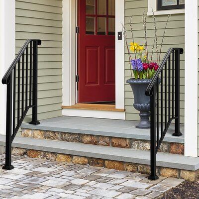 Metal Deck Railing, Outside Steps, Outdoor Handrail, Landscape Yard, Outdoor Stair Railing, Porch Stairs, Wrought Iron Handrail, Patio Railing, Metal Handrails