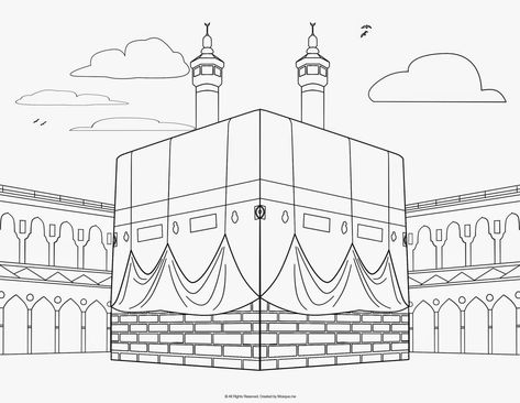 Islamic Coloring Pages - The activity of coloring pages for Islamic theme is interesting, informative, character building for your kids. Doing more hands o Mandala Simple, Decoraciones Ramadan, La Mecca, Ka Bah, Muslim Kids Activities, Islamic Kids Activities, Ramadan Kids, Ramadan Activities, Islamic Art Canvas